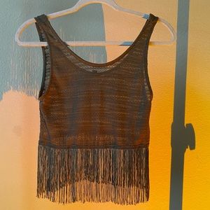 Fringed Green Crop Top